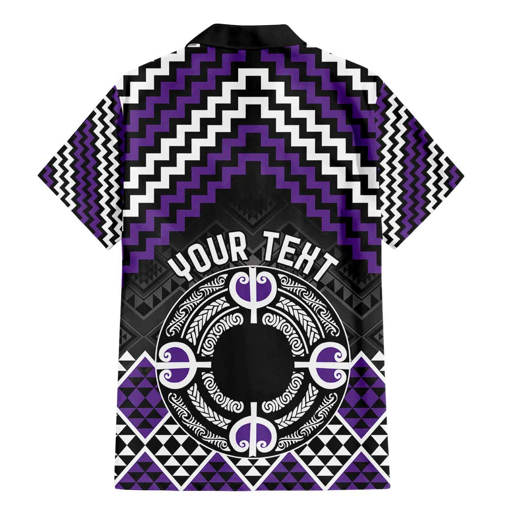 Personalised Aotearoa Niho Taniwha Motif Family Matching Mermaid Dress and Hawaiian Shirt Violet Style LT9 - Polynesian Pride