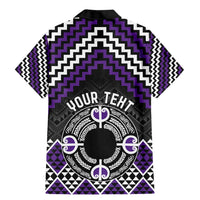 Personalised Aotearoa Niho Taniwha Motif Family Matching Mermaid Dress and Hawaiian Shirt Violet Style LT9 - Polynesian Pride