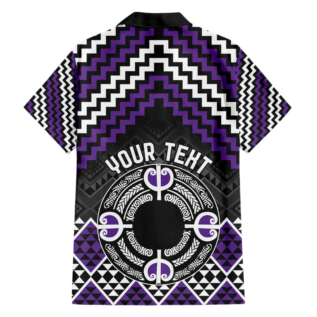 Personalised Aotearoa Niho Taniwha Motif Family Matching Short Sleeve Bodycon Dress and Hawaiian Shirt Violet Style LT9 - Polynesian Pride