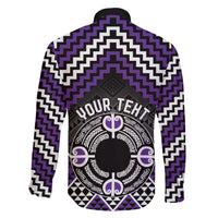 Personalised Aotearoa Niho Taniwha Motif Family Matching Short Sleeve Bodycon Dress and Hawaiian Shirt Violet Style LT9 - Polynesian Pride
