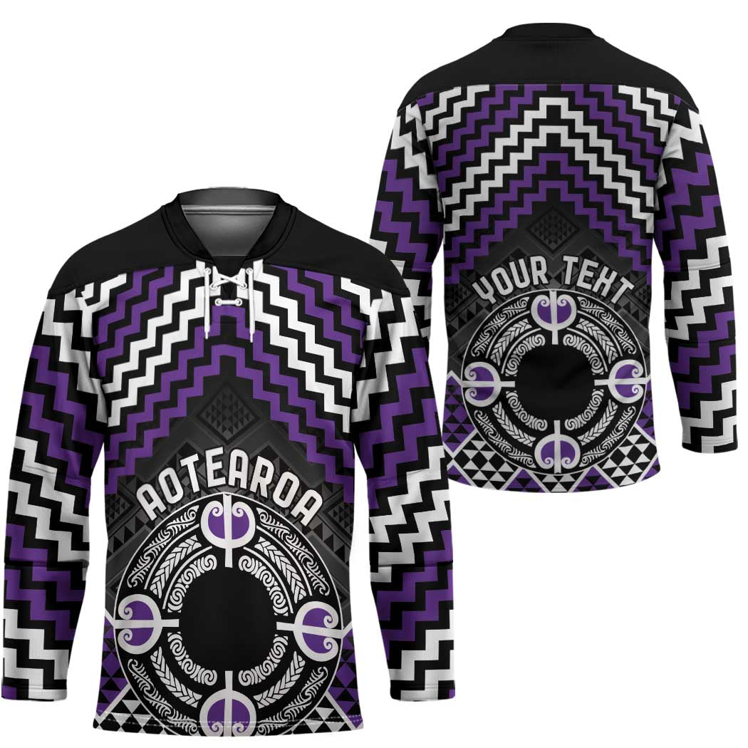 Personalised Aotearoa Niho Taniwha Motif Hockey Jersey Violet Style - Polynesian Pride