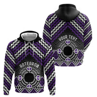 Personalised Aotearoa Niho Taniwha Motif Hoodie Violet Style