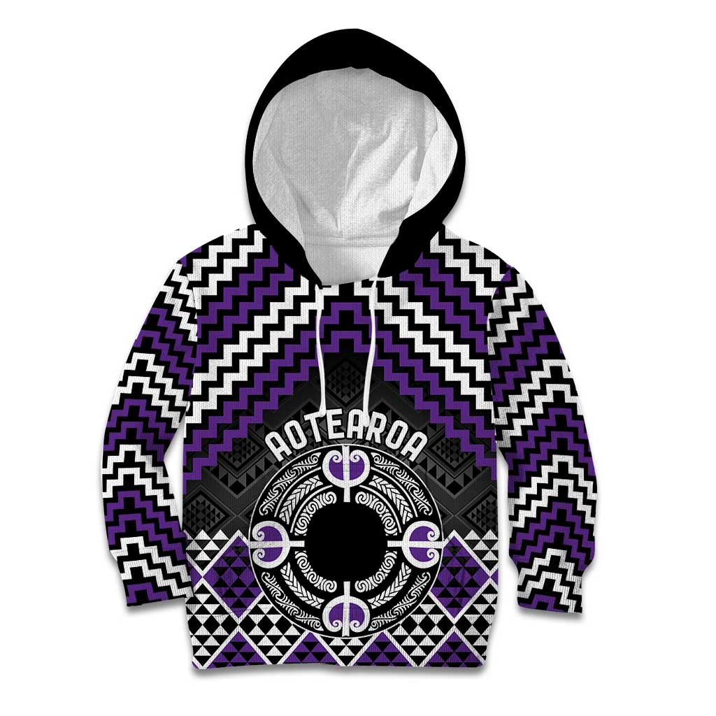 Personalised Aotearoa Niho Taniwha Motif Kid Hoodie Violet Style LT9 Hoodie Violet - Polynesian Pride