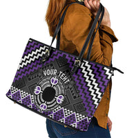 Personalised Aotearoa Niho Taniwha Motif Leather Tote Bag Violet Style