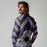 Personalised Aotearoa Niho Taniwha Motif Long Sleeve Polo Shirt Violet Style