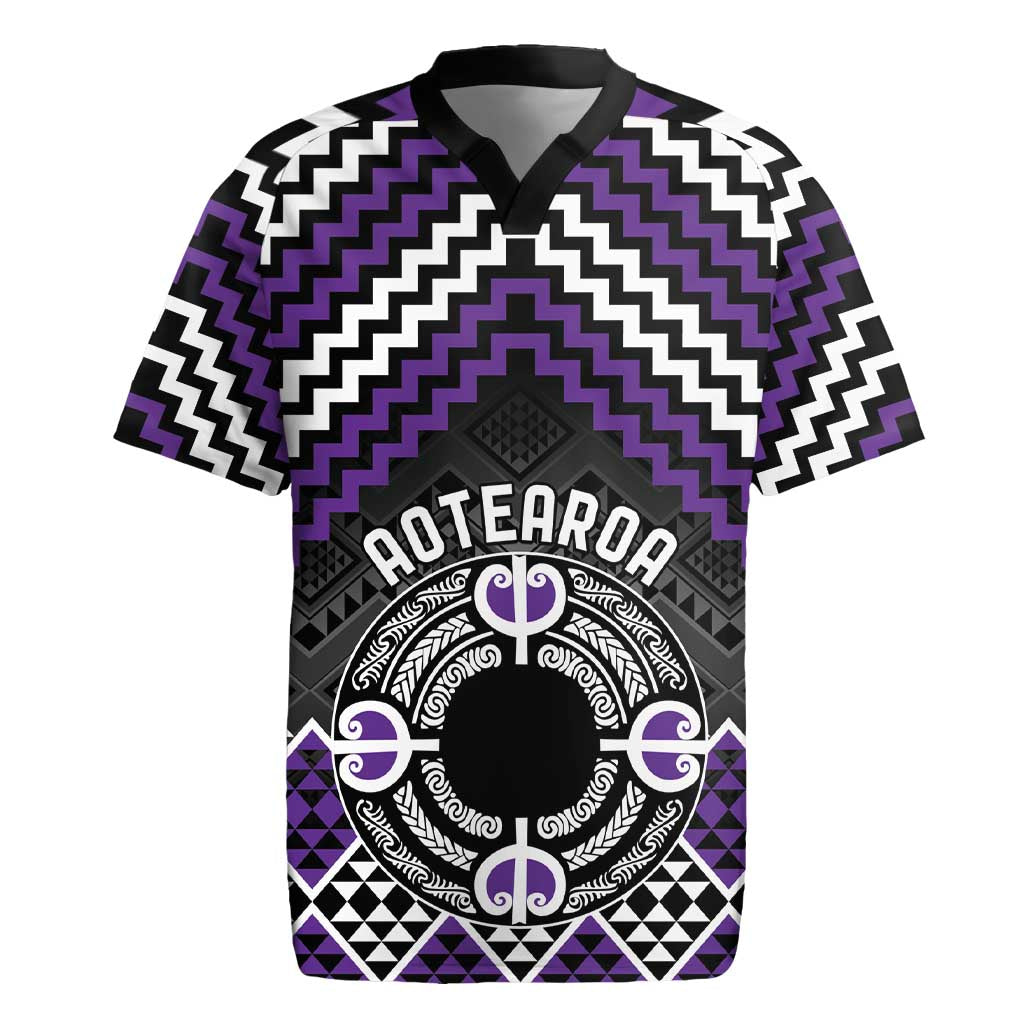 Personalised Aotearoa Niho Taniwha Motif Rugby Jersey Violet Style LT9 Violet - Polynesian Pride