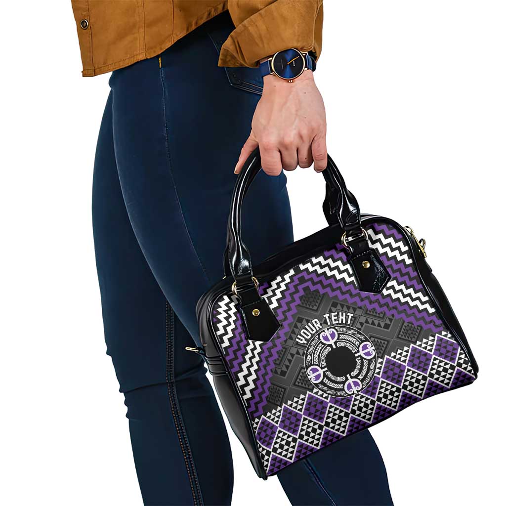 Personalised Aotearoa Niho Taniwha Motif Shoulder Handbag Violet Style