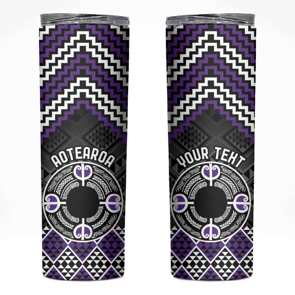 Personalised Aotearoa Niho Taniwha Motif Skinny Tumbler Violet Style LT9 Violet - Polynesian Pride