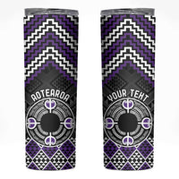 Personalised Aotearoa Niho Taniwha Motif Skinny Tumbler Violet Style LT9 Violet - Polynesian Pride