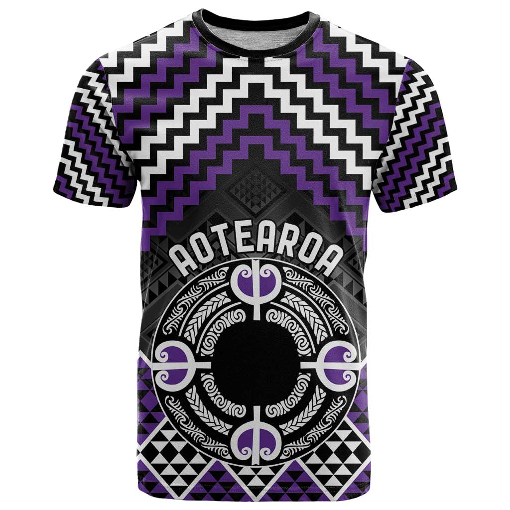 Personalised Aotearoa Niho Taniwha Motif T Shirt Violet Style