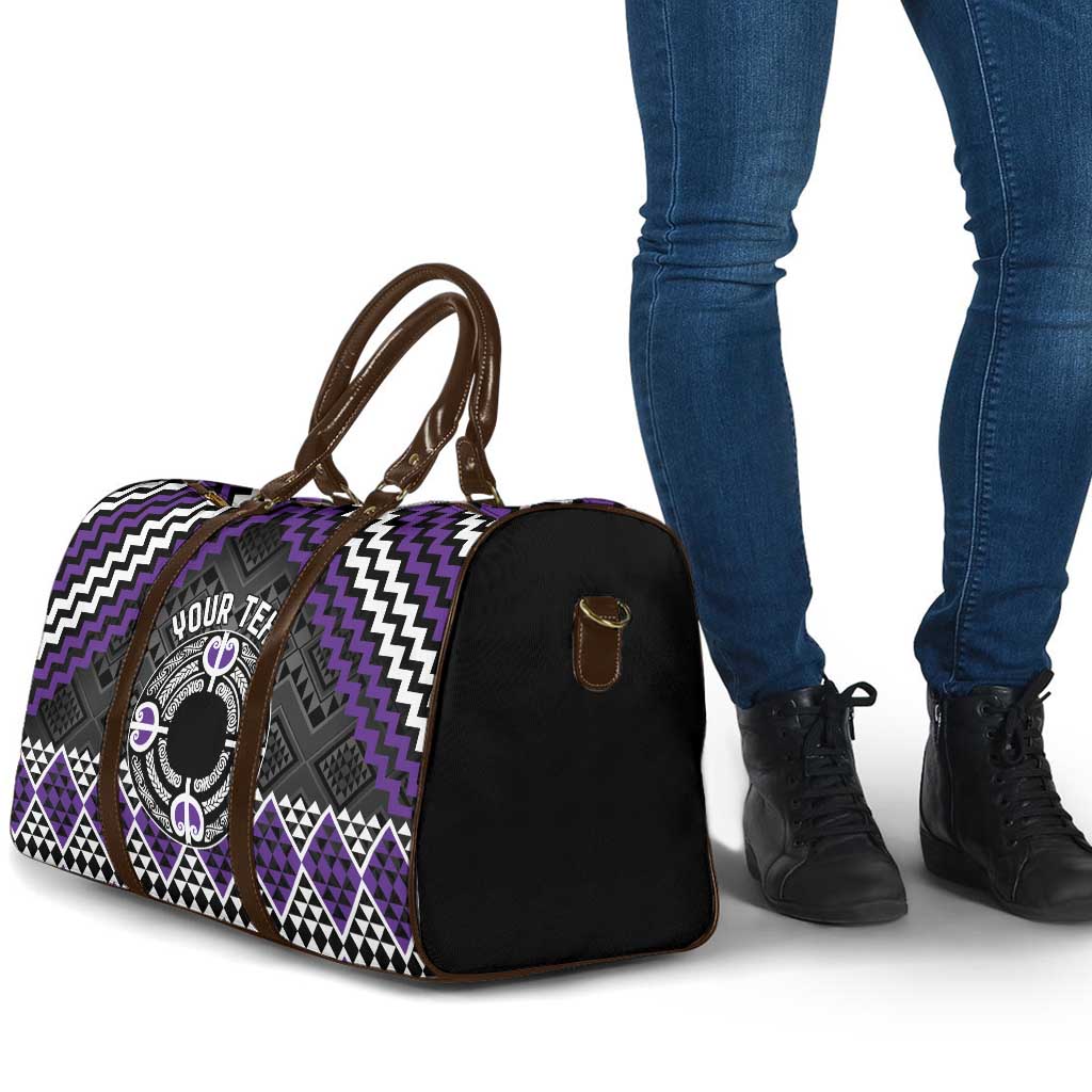 Personalised Aotearoa Niho Taniwha Motif Travel Bag Violet Style - Polynesian Pride