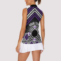 Personalised Aotearoa Niho Taniwha Motif Women Sleeveless Polo Shirt Violet Style