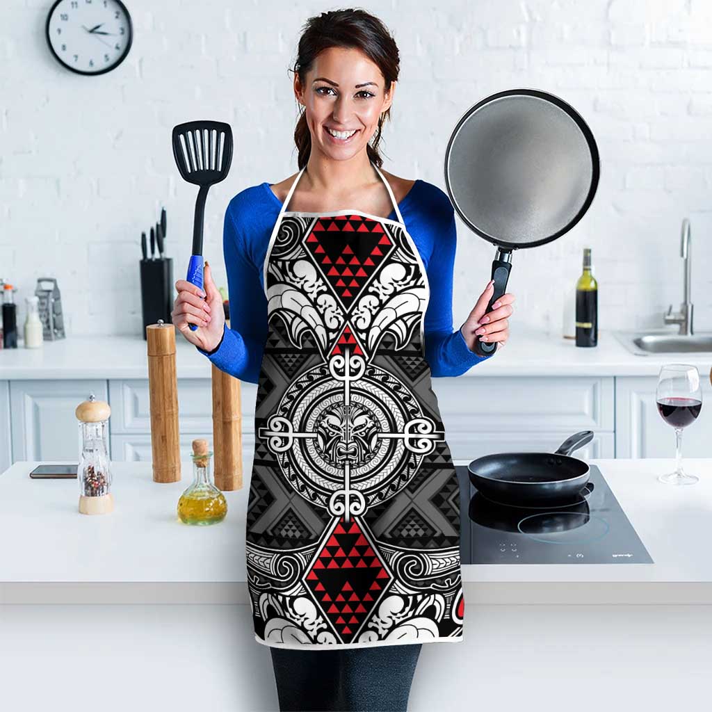 Black Aotearoa Taniko Motif Apron Vintage Maori New Zealand Tribal Art Pattern - Polynesian Pride