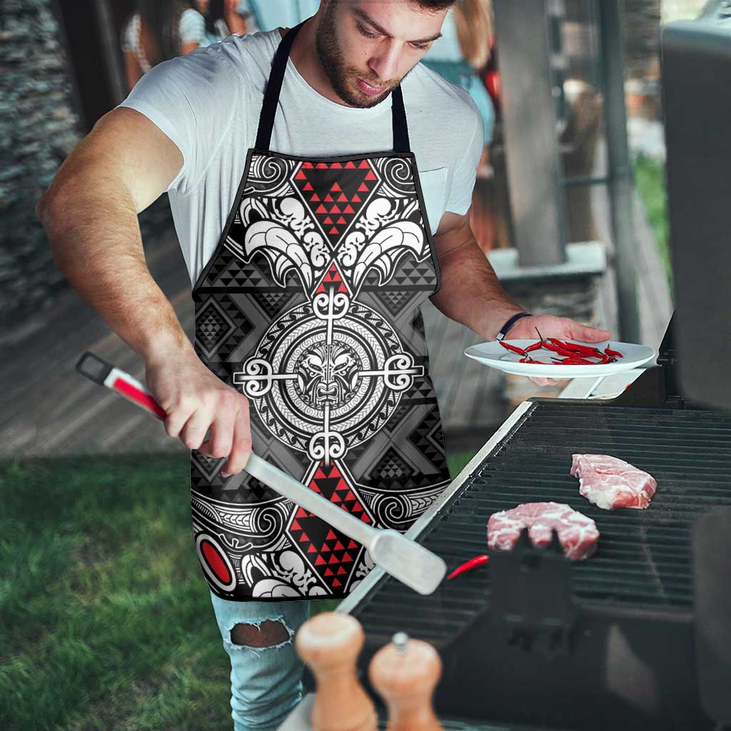 Black Aotearoa Taniko Motif Apron Vintage Maori New Zealand Tribal Art Pattern - Polynesian Pride