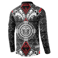 Black Aotearoa Tanilo Motif Button Sweatshirt Vintage Maori New Zealand Tribal Art Pattern