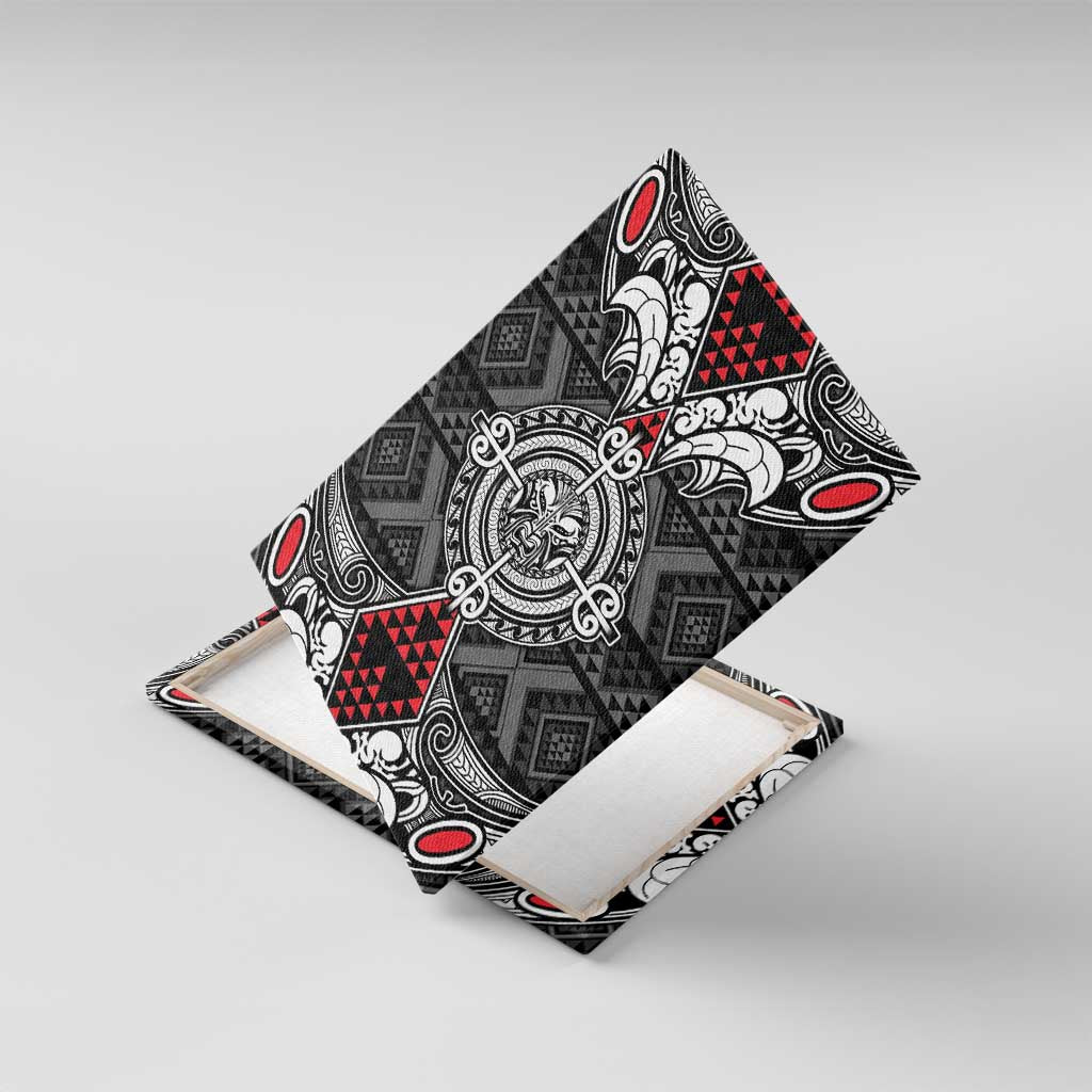 Black Aotearoa Taniko Motif Canvas Wall Art Vintage Maori New Zealand Tribal Art Pattern