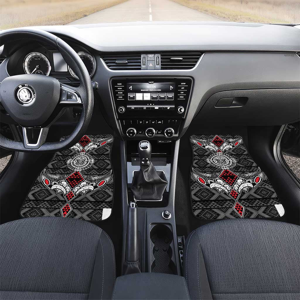 Black Aotearoa Taniko Motif Car Mats Vintage Maori New Zealand Tribal Art Pattern