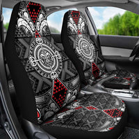 Black Aotearoa Taniko Motif Car Seat Cover Vintage Maori New Zealand Tribal Art Pattern LT9 - Polynesian Pride
