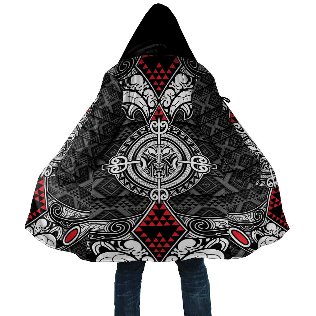 Black Aotearoa Taniko Motif Cloak Vintage Maori New Zealand Tribal Art Pattern - Polynesian Pride