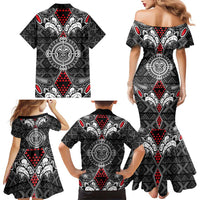 Black Aotearoa Tanilo Motif Family Matching Mermaid Dress and Hawaiian Shirt Vintage Maori New Zealand Tribal Art Pattern LT9 - Polynesian Pride