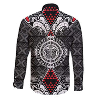 Black Aotearoa Tanilo Motif Family Matching Off Shoulder Maxi Dress and Hawaiian Shirt Vintage Maori New Zealand Tribal Art Pattern LT9 - Polynesian Pride