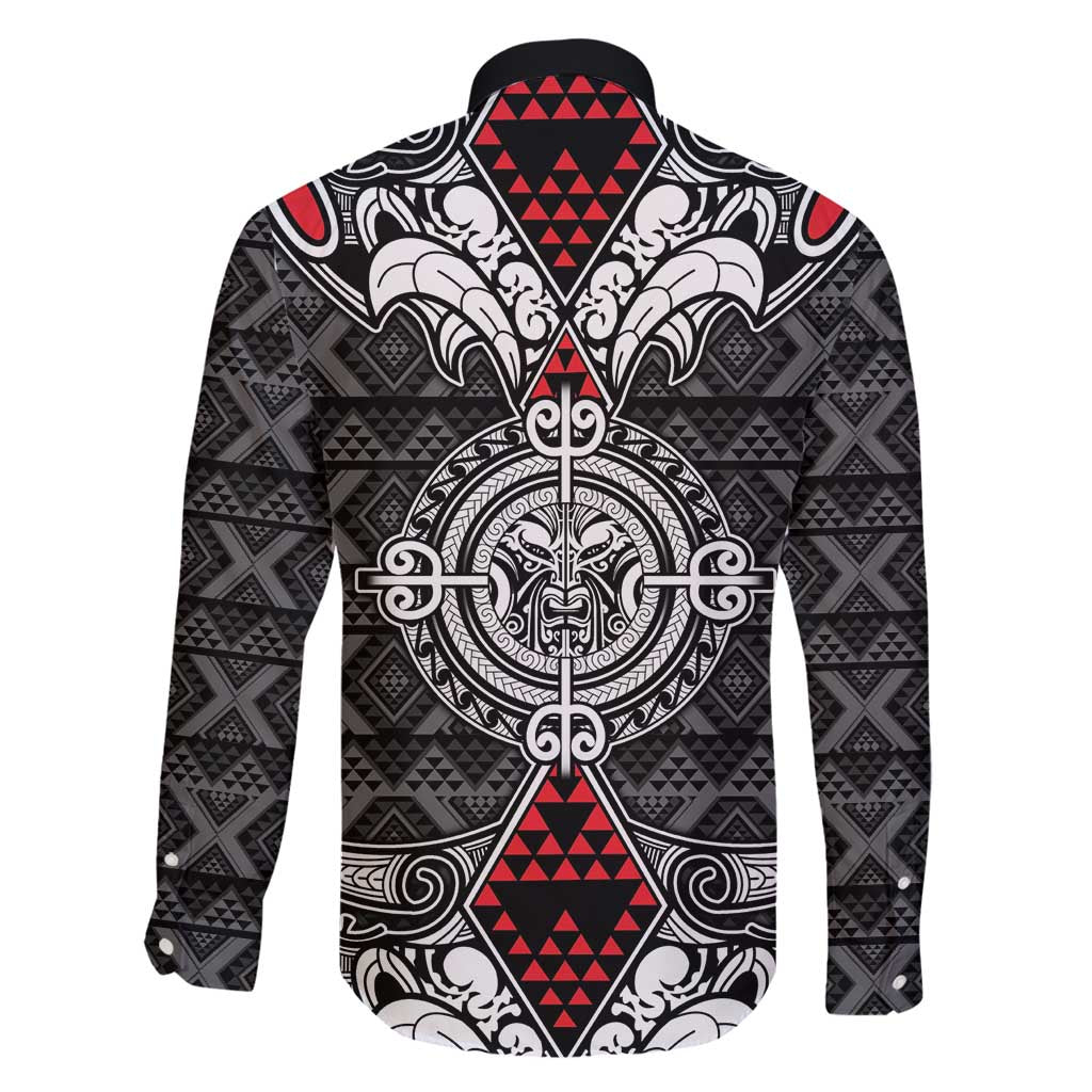 Black Aotearoa Tanilo Motif Family Matching Off Shoulder Short Dress and Hawaiian Shirt Vintage Maori New Zealand Tribal Art Pattern LT9 - Polynesian Pride