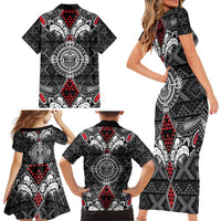 Black Aotearoa Tanilo Motif Family Matching Short Sleeve Bodycon Dress and Hawaiian Shirt Vintage Maori New Zealand Tribal Art Pattern LT9 - Polynesian Pride