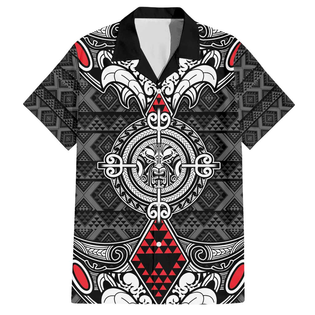 Black Aotearoa Tanilo Motif Family Matching Short Sleeve Bodycon Dress and Hawaiian Shirt Vintage Maori New Zealand Tribal Art Pattern LT9 Dad's Shirt - Short Sleeve Black - Polynesian Pride