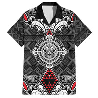 Black Aotearoa Tanilo Motif Family Matching Short Sleeve Bodycon Dress and Hawaiian Shirt Vintage Maori New Zealand Tribal Art Pattern LT9 Dad's Shirt - Short Sleeve Black - Polynesian Pride