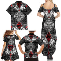 Black Aotearoa Tanilo Motif Family Matching Summer Maxi Dress and Hawaiian Shirt Vintage Maori New Zealand Tribal Art Pattern LT9 - Polynesian Pride