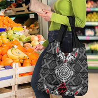 Black Aotearoa Taniko Motif Grocery Bag Vintage Maori New Zealand Tribal Art Pattern