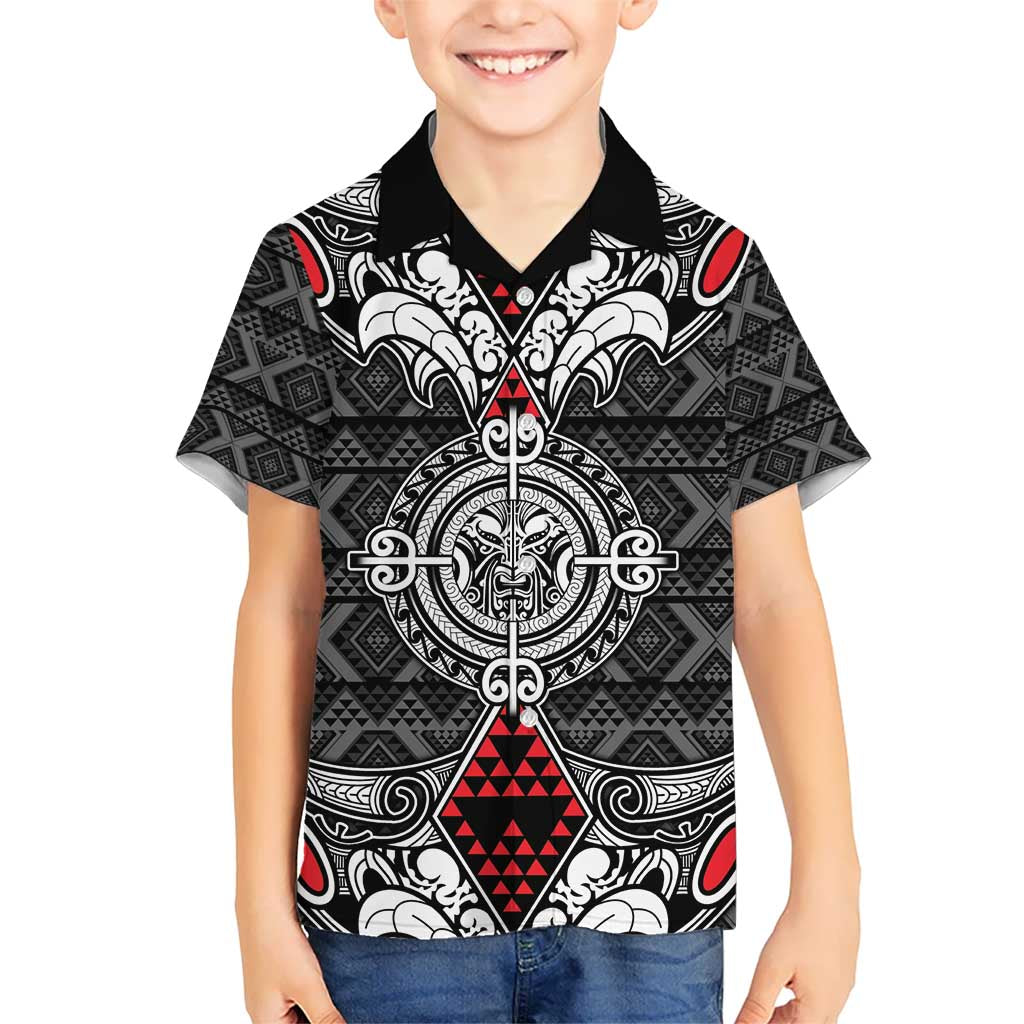 Black Aotearoa Tanilo Motif Hawaiian Shirt Vintage Maori New Zealand Tribal Art Pattern