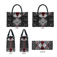 Black Aotearoa Taniko Motif Leather Bag Vintage Maori New Zealand Tribal Art Pattern - Polynesian Pride