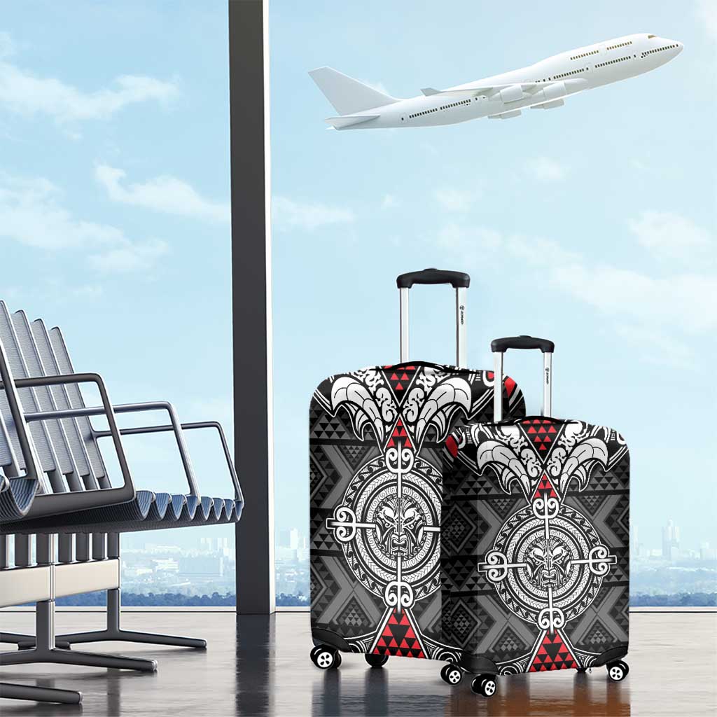 Black Aotearoa Taniko Motif Luggage Cover Vintage Maori New Zealand Tribal Art Pattern