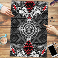 Black Aotearoa Taniko Motif Puzzle Vintage Maori New Zealand Tribal Art Pattern - Polynesian Pride