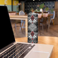 Black Aotearoa Taniko Motif Skinny Tumbler Vintage Maori New Zealand Tribal Art Pattern LT9 - Polynesian Pride