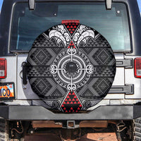 Black Aotearoa Taniko Motif Spare Tire Cover Vintage Maori New Zealand Tribal Art Pattern LT9 Black - Polynesian Pride