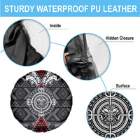Black Aotearoa Taniko Motif Spare Tire Cover Vintage Maori New Zealand Tribal Art Pattern LT9 - Polynesian Pride