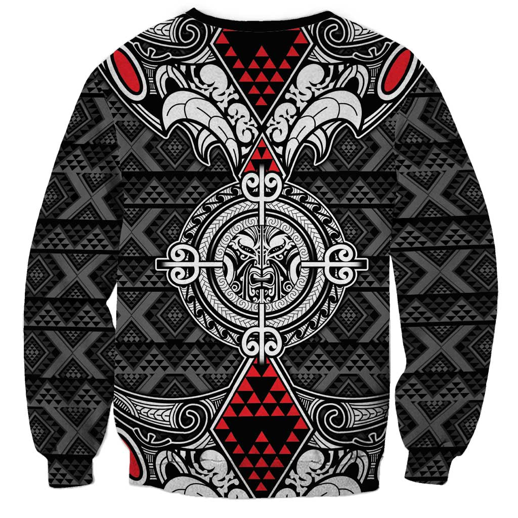 Black Aotearoa Tanilo Motif Sweatshirt Vintage Maori New Zealand Tribal Art Pattern