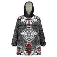 Black Aotearoa Tanilo Motif Wearable Blanket Hoodie Vintage Maori New Zealand Tribal Art Pattern LT9 One Size Black - Polynesian Pride