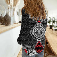 Black Aotearoa Tanilo Motif Women Casual Shirt Vintage Maori New Zealand Tribal Art Pattern LT9 - Polynesian Pride