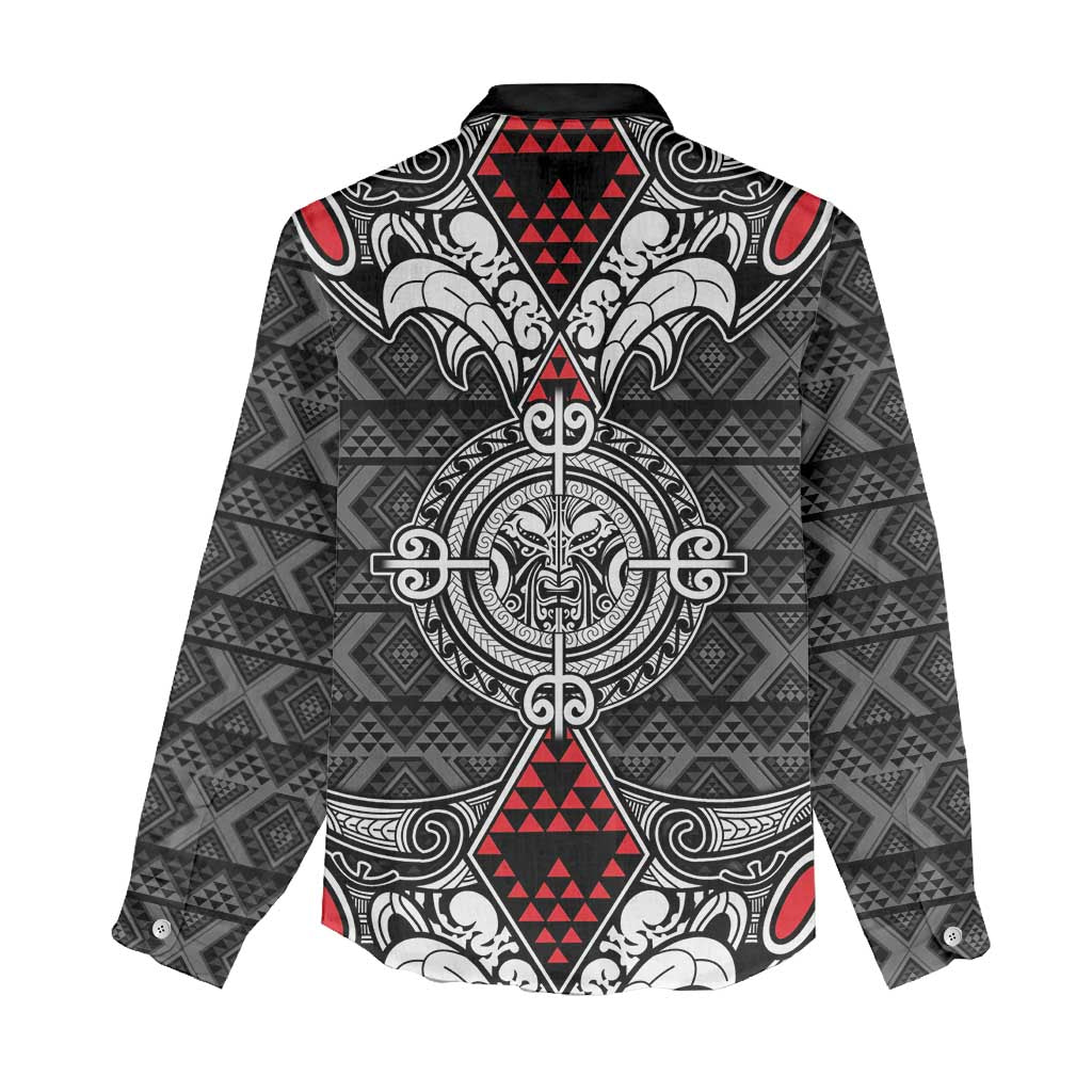 Black Aotearoa Tanilo Motif Women Casual Shirt Vintage Maori New Zealand Tribal Art Pattern LT9 - Polynesian Pride