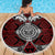 Red Aotearoa Taniko Motif Beach Blanket Vintage Maori New Zealand Tribal Art Pattern