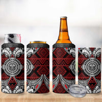 Red Aotearoa Taniko Motif 4 in 1 Can Cooler Tumbler Vintage Maori New Zealand Tribal Art Pattern LT9 - Polynesian Pride