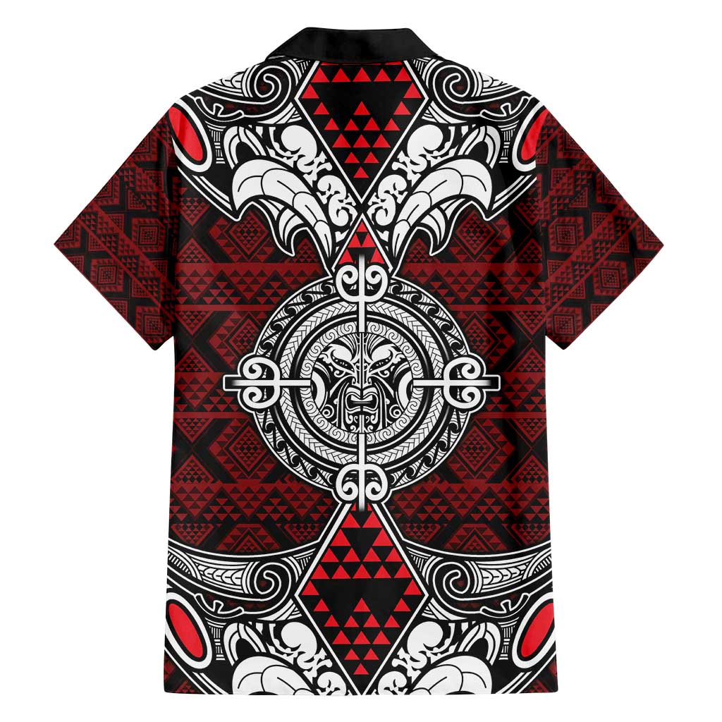 Red Aotearoa Tanilo Motif Family Matching Long Sleeve Bodycon Dress and Hawaiian Shirt Vintage Maori New Zealand Tribal Art Pattern LT9 - Polynesian Pride