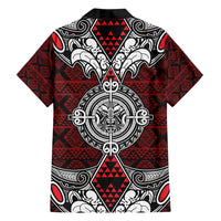 Red Aotearoa Tanilo Motif Family Matching Off Shoulder Maxi Dress and Hawaiian Shirt Vintage Maori New Zealand Tribal Art Pattern LT9 - Polynesian Pride