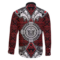 Red Aotearoa Tanilo Motif Family Matching Puletasi and Hawaiian Shirt Vintage Maori New Zealand Tribal Art Pattern LT9 - Polynesian Pride