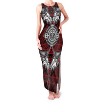 Red Aotearoa Tanilo Motif Family Matching Tank Maxi Dress and Hawaiian Shirt Vintage Maori New Zealand Tribal Art Pattern LT9 Mom's Dress Red - Polynesian Pride