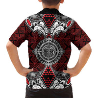 Red Aotearoa Tanilo Motif Hawaiian Shirt Vintage Maori New Zealand Tribal Art Pattern
