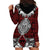 Red Aotearoa Tanilo Motif Hoodie Dress Vintage Maori New Zealand Tribal Art Pattern